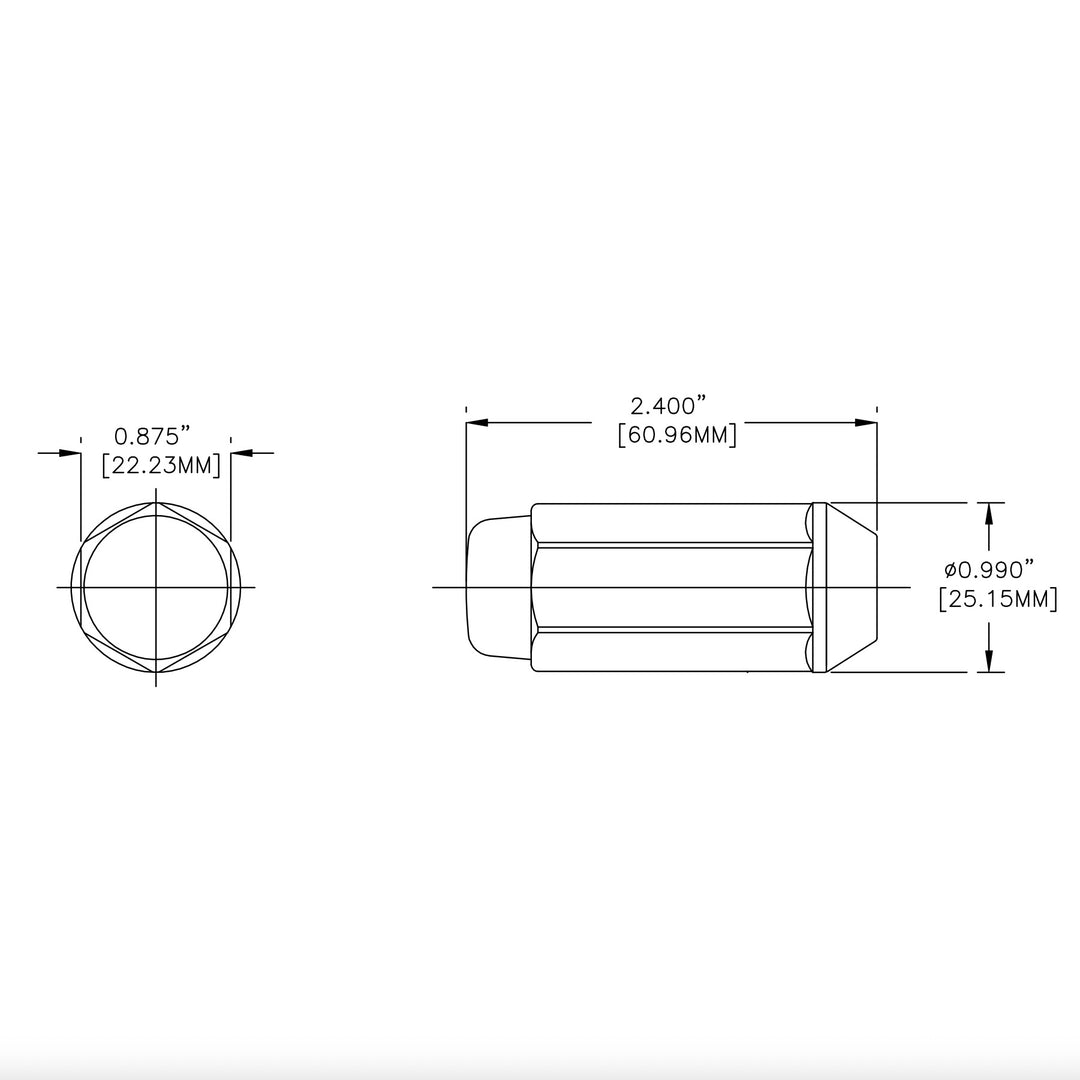 CLOSED END LUG NUT XL LENGTH | 9/16-18 THREAD