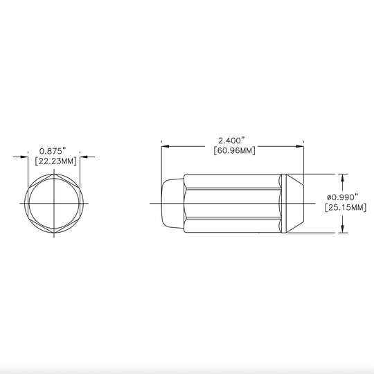 CLOSED END LUG NUT XL LENGTH | 9/16-18 THREAD